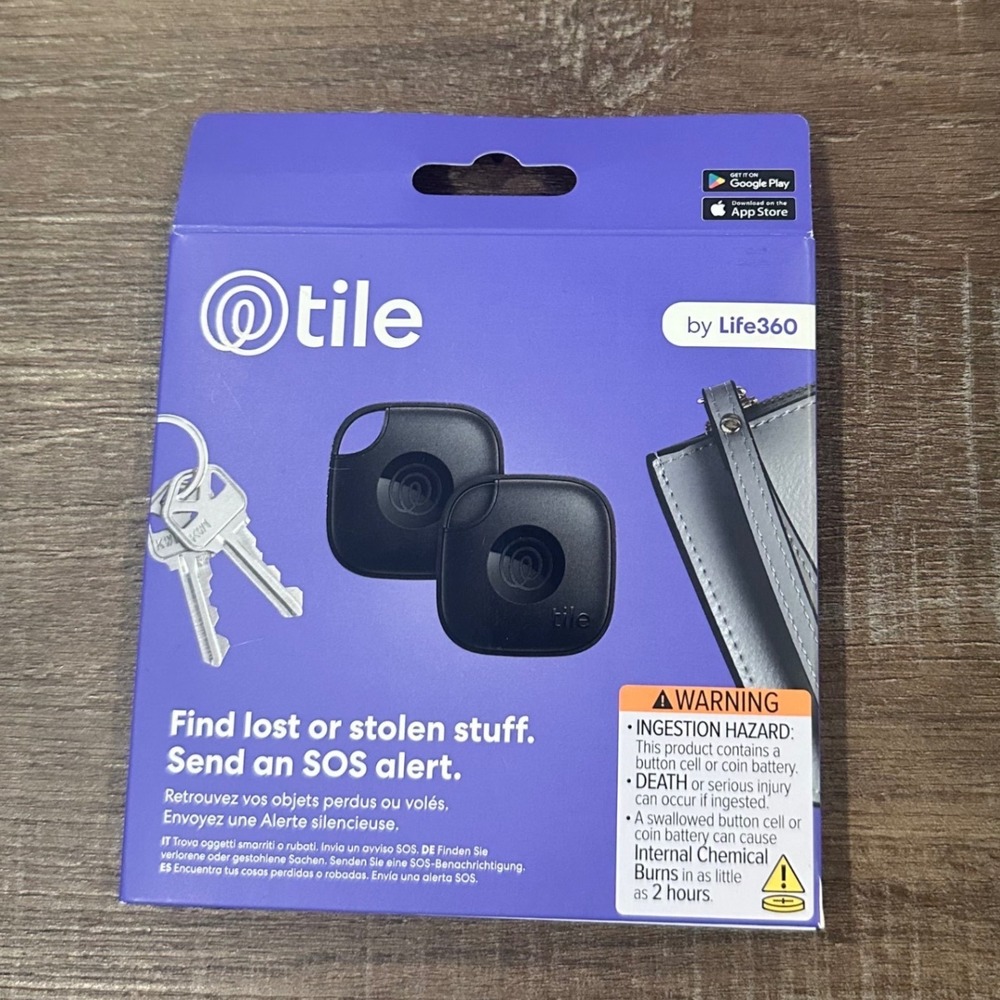 Tile Mate 2-Pack Bluetooth Tracker Life360 SOS Alert Black RE-60012 New